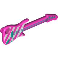 Lego Musical Instrument Guitar Electric with Dark Azure Strings and White Stripes Print / Dark Pink