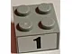 Brick 2 x 2 with Black Number 1 Narrow Bold Font Pattern (Sticker) - Sets 8896 / 8898