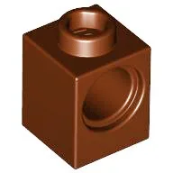 Technic Brick 1 x 1 with Pin Hole / Reddish Brown
