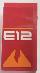 Slope, Curved 4 x 2 with Orange Line and Broken Triangle and White 'E12' Pattern (Sticker) - Set 70615
