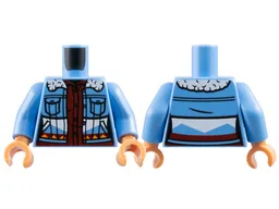 Torso Jacket with White Fur Collar, Black Pockets and Orange Triangles over Dark Red Shirt Pattern / Medium Blue Arms / Nougat Hands