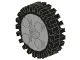 Wheel FreeStyle with Technic Pin Hole with Black Tire 24mm D. x 8mm Offset Tread - Interior Ridges (6248 / 3483) / Light Gray
