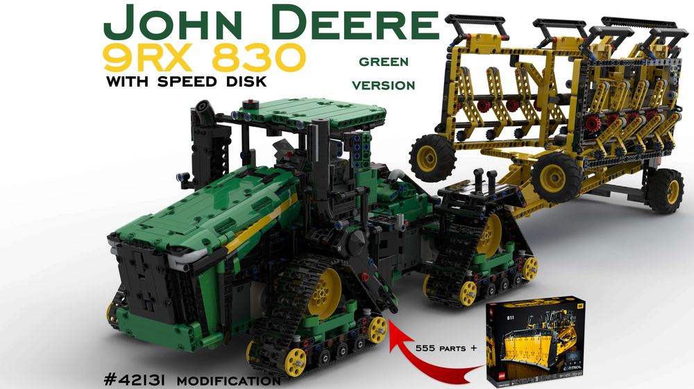 Lego John Deere 9RX 830 Green with Speed Disk - 42131 Modification