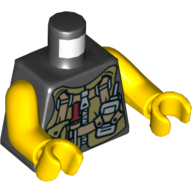 Lego Torso Utility Vest with Pocket, Screwdriver and Radio Print, Yellow Arms and Hands / Black