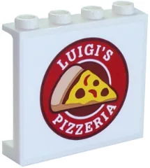 Panel 1 x 4 x 3 with Side Supports - Hollow Studs with 'LUIGI'S PIZZERIA' Pattern (Sticker) - Set 70910