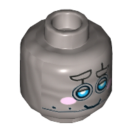 Lego Minifig Head Fancy Pants, Dual Sided, Blue Robot Eyes, Raised Eyebrow, Pink Cheeks, Smile / Scared Print [Hollow Stud] / Flat Silver