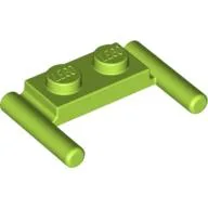 Plate Special 1 x 2 with Handles [Flat Ends / Low Attachment] / Lime