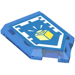 Tile Special 2 x 3 Pentagonal with Nexo Power Shield Print - Cool Creation / Trans-Dark Blue