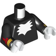 Lego Torso, White Fur, Gold Bracelets, Red Stripes print, Black Arms, White Hands / Black