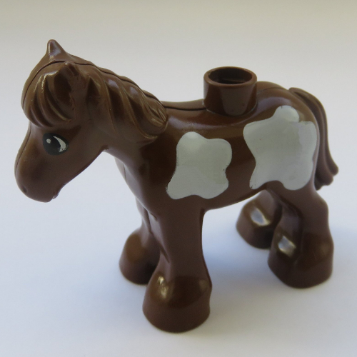 Lego Duplo Animal Horse/Foal with Large White Spots / Brown