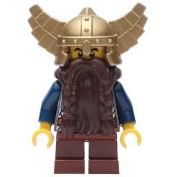 Dwarf, Dark Brown Beard, Metallic Gold Winged Helmet