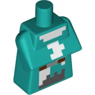 Torso Special, Long with Folded Arms with Pixelated White, Brown, and Gray Squares Print / Dark Turquoise