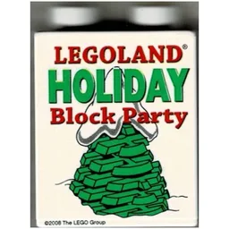 Duplo Brick 1 x 2 x 2 with Holiday Block Party 2008 Print / White