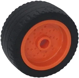 Wheel 18mm D. x 12mm with Pin Hole and Stud, Dotted Brake Rotor Lines with Black Tire 24 x 12 Low (66727 / 18977) / Reddish Orange