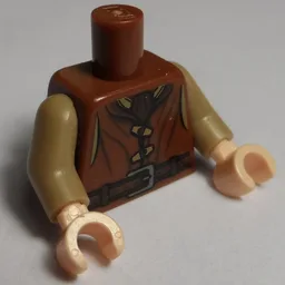 Torso Vest with 2 Toggle Buttons, Ascot and Belt with Buckle Print, Dark Tan Arms, Light Nougat Hands / Reddish Brown