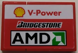 Stickered Assembly 3 x 2 with Shell 'V-Power', Bridgestone and AMD Logo Pattern Model Left Side (Sticker) - Set 8142-2