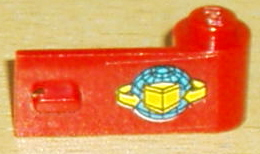Lego Door 1 x 3 x 1 Right with Box and Arrows and Globe Pattern (Sticker) - Sets 6542 / 4555 / Red