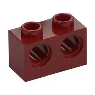 Technic Brick 1 x 2 [2 Pin Holes] / Dark Red