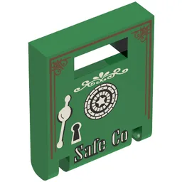 Box 2 x 2 x 2 Door with Slot and Safe with 'Safe Co' Print / Green