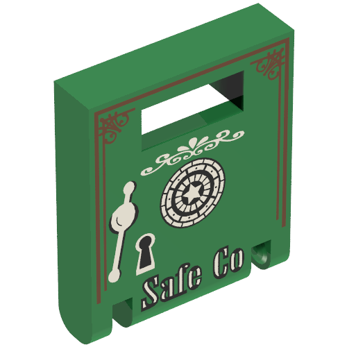 Lego Box 2 x 2 x 2 Door with Slot and Safe with 'Safe Co' Print / Green