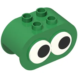 Duplo Brick 2 x 4 x 2 Rounded Ends, with Two Rotating Eyes / Green