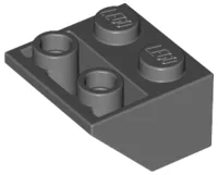 Brick Sloped Inverted 45° 2 x 2 [Ovoid Bottom Pin, Bar-sized Stud Holes] / Dark Bluish Gray
