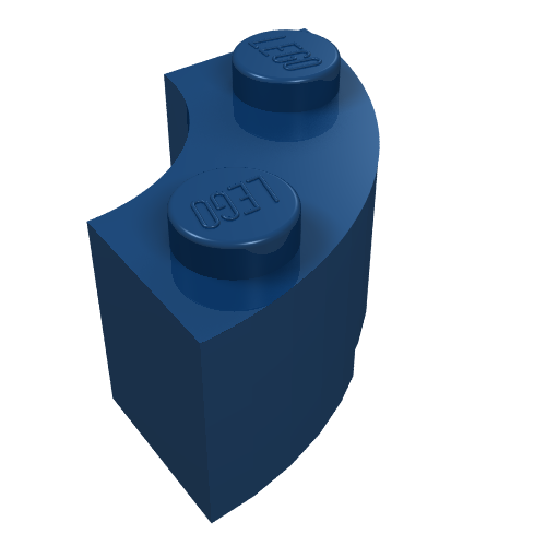 Lego Brick Round Corner 2 x 2 Macaroni with Stud Notch / Dark Blue