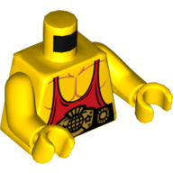 Lego Torso Muscles with Red Tank Top and Belt Print, Yellow Arms and Hands / Yellow