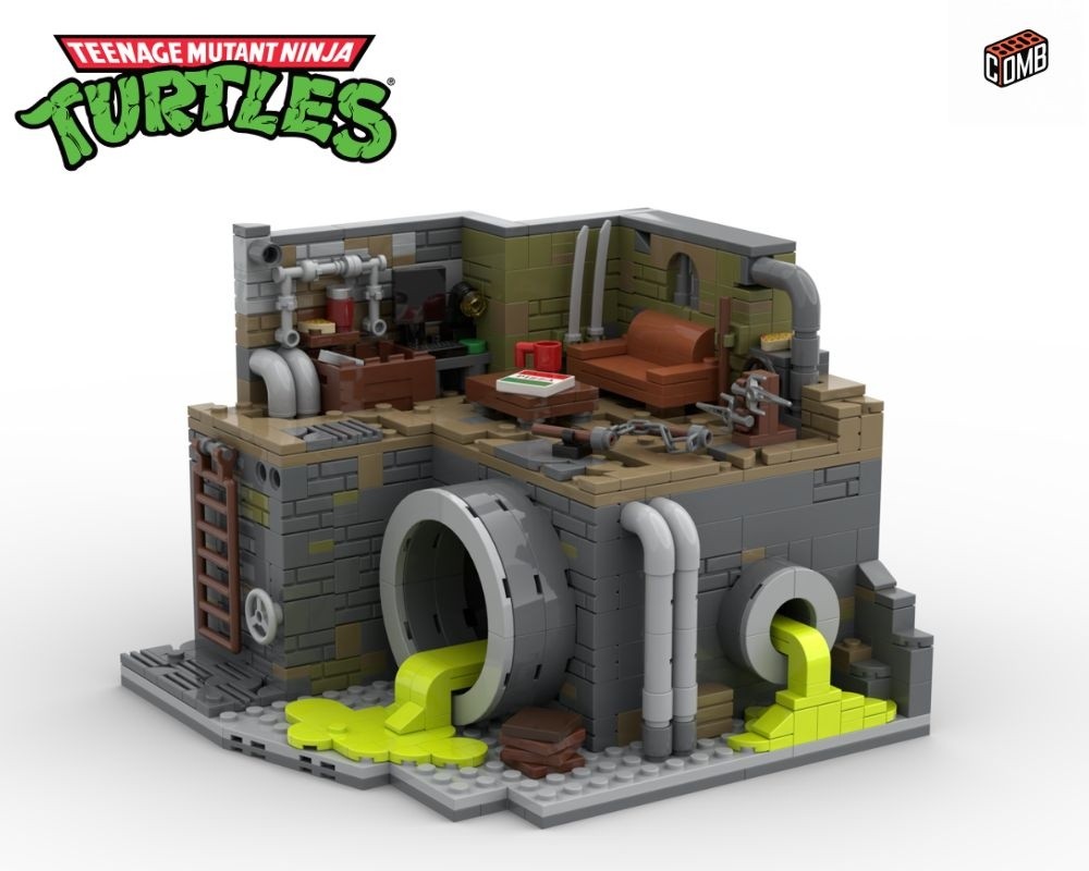 Lego TMNT Sewer Lair Diorama - Teenage Mutant Ninja Turtles Scene