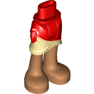 Lego Minidoll Hips and Wrap Skirt with Tan Layer, Medium Nougat Legs and Feet Print / Red