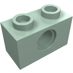 Technic Brick 1 x 2 [1 Pin Hole] / Sand Green