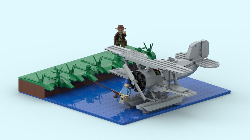 Lego Raiders Of The Lost Ark Diorama - Jock's Seaplane