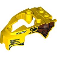 Fairing, Fly Wheel, Lion Shape with Silver and Dark Brown Print / Yellow