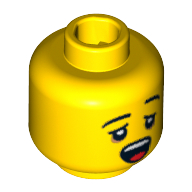 Lego Minifig Head Sleepyhead, Dual Sided, Eyebrows, Yawning / Asleep Print [Blocked Open Stud] / Yellow