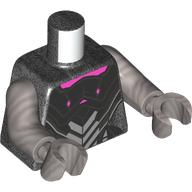 Lego Torso Armor, Black and Silver Panels, Dark Pink Chest print, Flat Silver Arms and Hands / Pearl Titanium