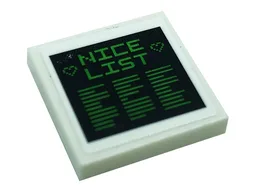 Tile, Modified 2 x 2 Inverted with 'NICE LIST', Hearts, and Lines on Black Background Pattern (Sticker) - Set 10275