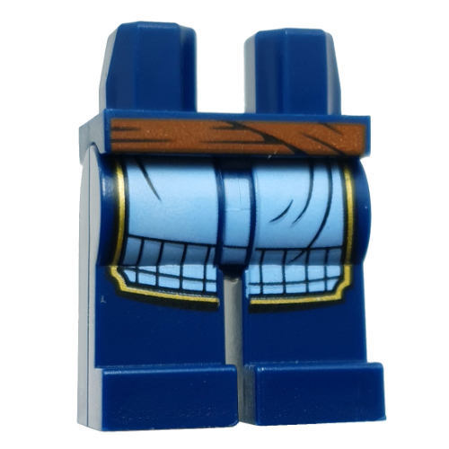 Lego Hips and Dark Blue Legs with Reddish Brown Sash, Bright Light Blue Apron, Gold Trim print / Dark Blue