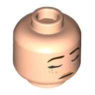 Lego Minifig Head Hermione Granger, Dark Brown Eyebrows, Freckles, Closed Eyes/Smile with Raised Eyebrow print / Light Nougat