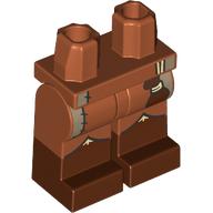 Lego Hips with Dark Orange Legs and Reddish Brown Boots Pattern with Stitched Pockets, Reddish Brown Pouch print / Dark Orange