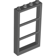 Lego Window 1 x 4 x 6 Frame with 3 Panes / Dark Bluish Gray