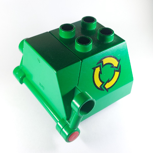 Lego Duplo Container with Recycling Arrows Print and Opening Rear Door / Green