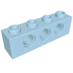 Technic Brick 1 x 4 [3 Pin Holes] / Bright Light Blue