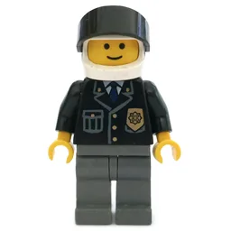 Police - Black Torso, Dark Bluish Grey Legs, White Helmet, Black Visor