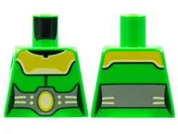 Torso Female Armor Yellow Mantle, Large Silver Belt with Yellow Oval, White Trim Pattern / Bright Green