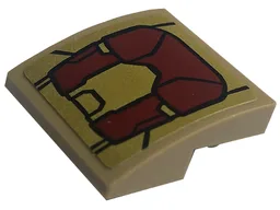 Slope, Curved 2 x 2 x 2/3 Inverted with Dark Red and Gold Armor Plates Pattern (Sticker) - Set 76203