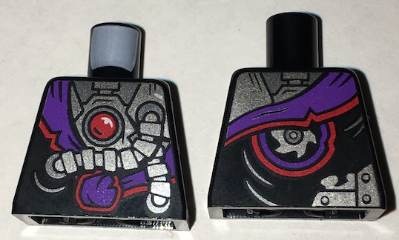 Lego Torso Ninjago Robe with Purple Sash with Knot, Mechanical Parts and Silver Saw Blade Pattern
