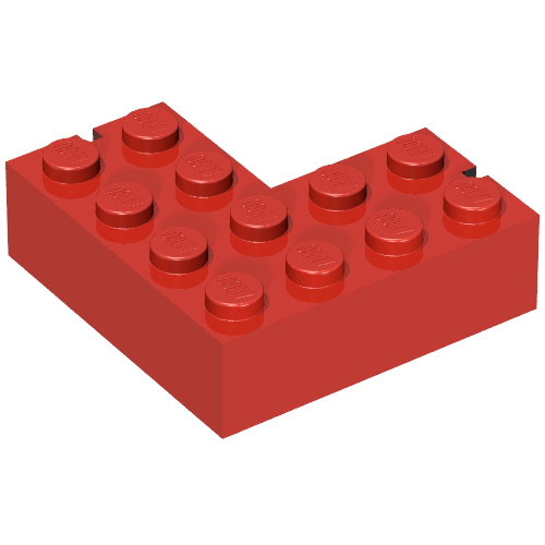 Lego Brick 4 x 4 Corner Right with 2 Slots / Red