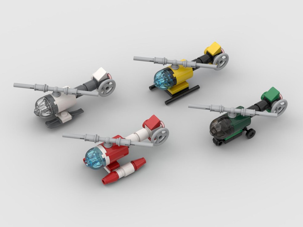 Lego Micro rescue helicopter (with 4 landing versions and color sets)