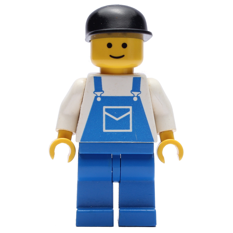 Lego Man, Blue Overalls, Black Cap