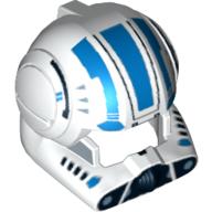 Lego Helmet Clone Pilot with Open Visor and Blue Markings Print / White